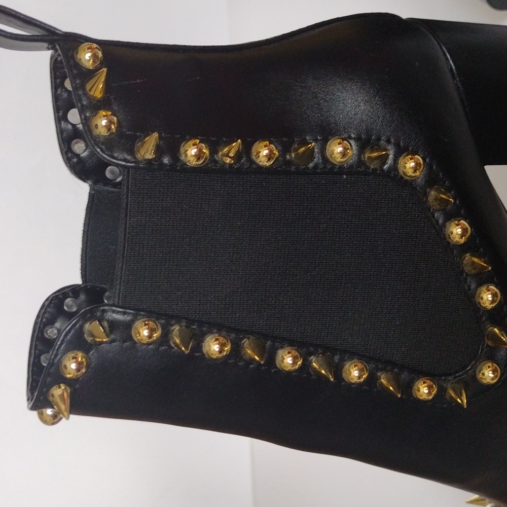 Cape Robbin Black and Gold Studded Ankle Boots - Picture 4 of 5